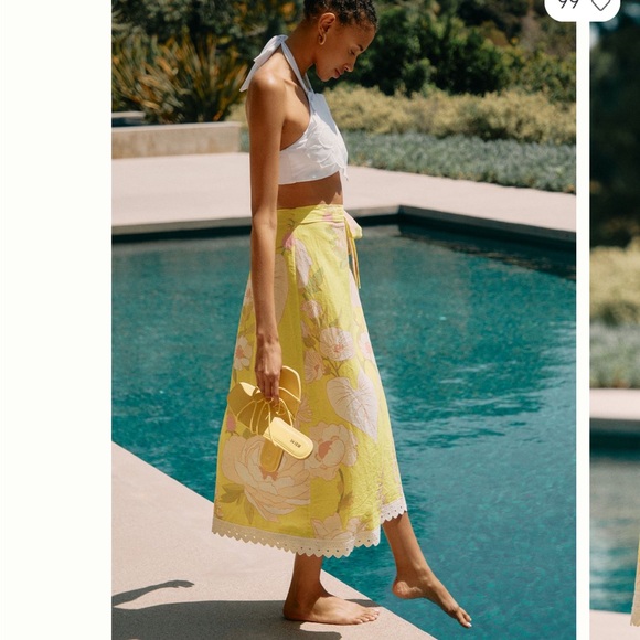 Farm Rio Floral Yellow Wrap Skirt - Picture 11 of 11